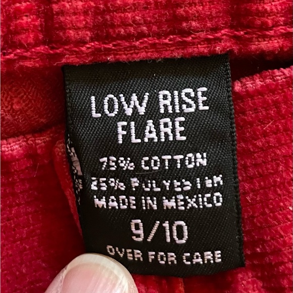 Express Red Corduroy Jeans, Size 9/10, Low Rise Flare - Picture 5 of 5